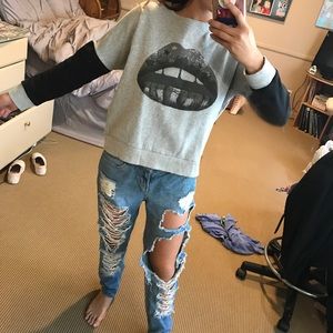 Black and Grey Lip Sweater
